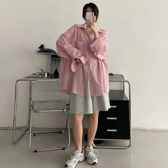 花蔓色 韩版条纹气质休闲防晒长袖开衫衬衫 女款