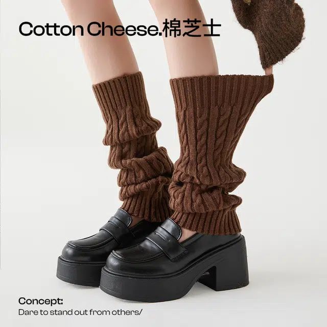 棉芝士 堆堆袜套保暖舒适中筒袜 女款
