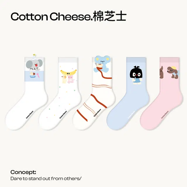 棉芝士 棉芝士袜子女中筒袜羊毛长袜秋冬卡通可爱搭小皮鞋袜堆堆袜 女款