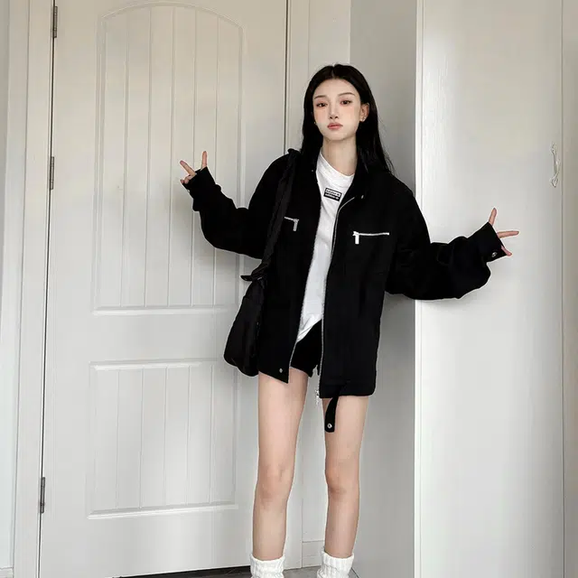 费尔岛上的猫 重磅复古风立领长袖夹克 男女同款