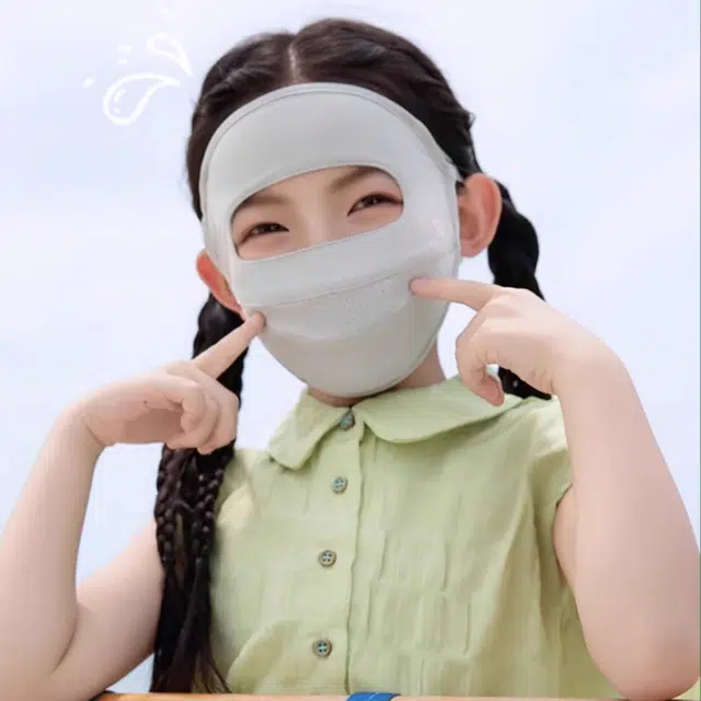 雅鹿 防紫外线冰丝透气遮阳 涤纶 防晒面罩 儿童款