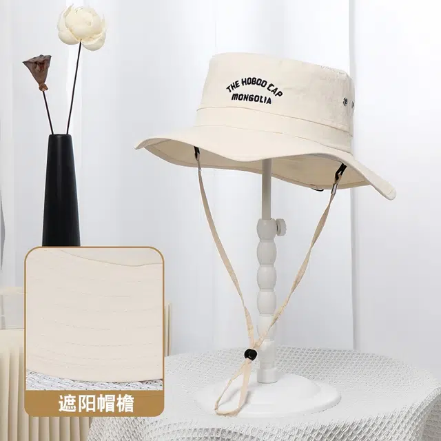 雅鹿 美式西部牛仔户外爬山垂钓旅游时尚 遮阳防晒速干透气内里防风孔绳省事百搭 聚酯纤维 渔夫帽 男女同款情侣款