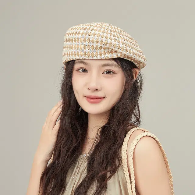 雅鹿 复古英伦系列 时尚气质画家帽文艺知青针织撞色条纹舒适透气美观百搭油头救星拍照神器 涤纶 贝雷帽 女款