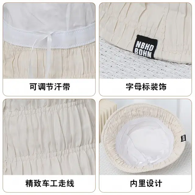 雅鹿 韩版时尚创意褶皱设计遮阳防晒春夏出游好看百搭修饰脸型小脸神器头油救星 涤纶 渔夫帽 女款
