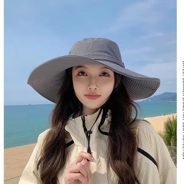 雅鹿 户外大檐登山帽一帽两用大头围海边旅游徒步防风防晒全脸防护钓鱼运动透气不闷 聚酯纤维 渔夫帽 男款