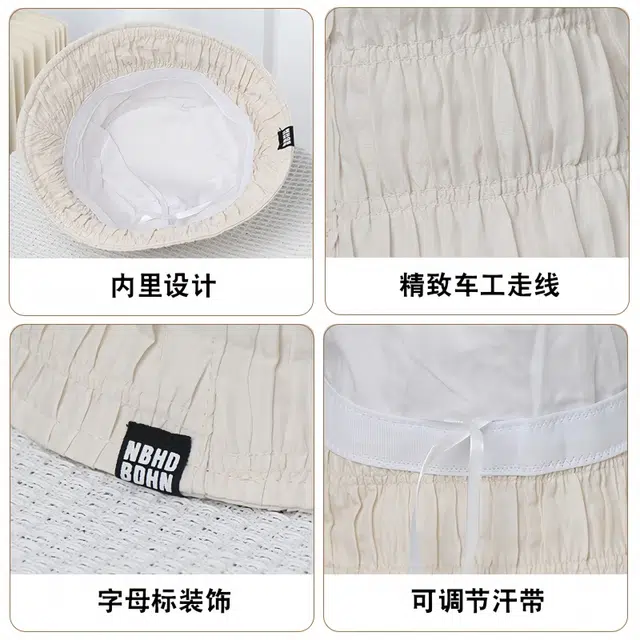 雅鹿 韩版时尚创意褶皱设计遮阳防晒春夏出游好看百搭修饰脸型小脸神器头油救星 涤纶 渔夫帽 女款