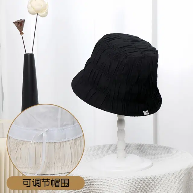 雅鹿 韩版文艺复古创意褶皱设计修饰脸型脸小神器春夏出游遮阳防晒好看百搭街拍上镜 涤纶 帽子 女款