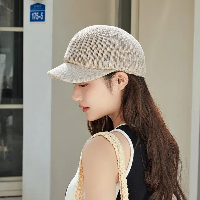 雅鹿 韩版极简气质优雅时尚针织美观百搭遮阳防晒旅游搭档拍照有型油头救星 涤纶 鸭舌帽 女款