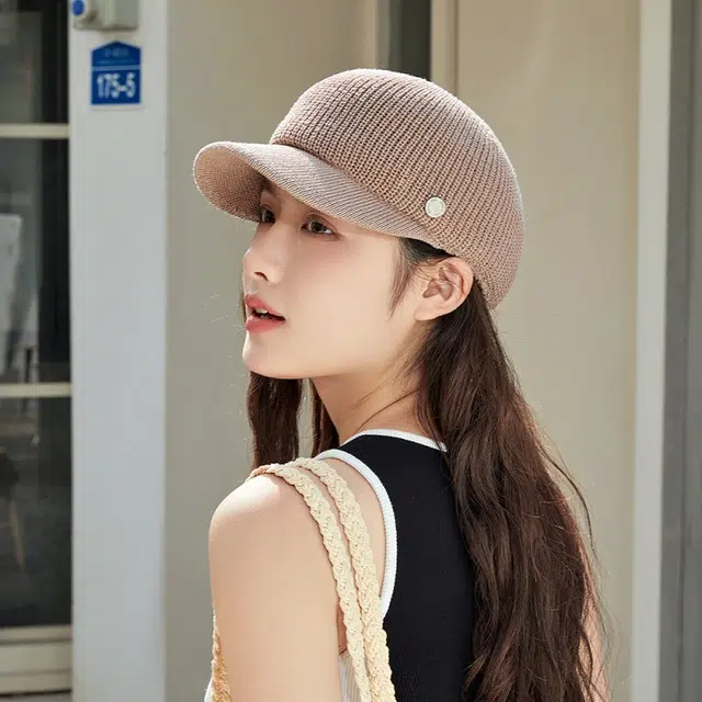 雅鹿 韩版极简气质优雅时尚针织美观百搭遮阳防晒旅游搭档拍照有型油头救星 涤纶 鸭舌帽 女款