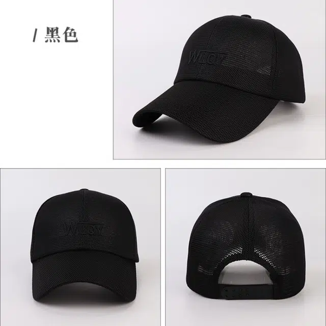 雅鹿 放肆青春系列 韩版个性刺绣装饰户外爬山运动透气清爽汗带设计街拍少年百搭帅气 网纱 鸭舌帽 男款 黑色奶白浅灰