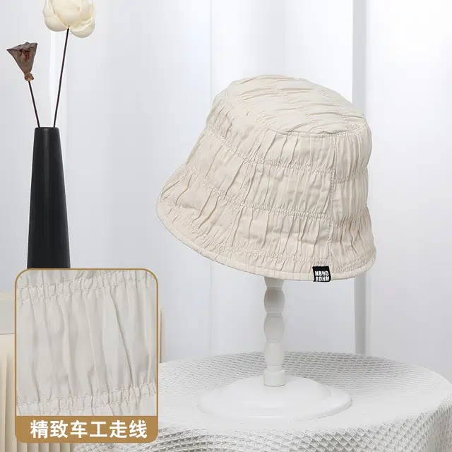 雅鹿 韩版时尚创意褶皱设计遮阳防晒春夏出游好看百搭修饰脸型小脸神器头油救星 涤纶 渔夫帽 女款
