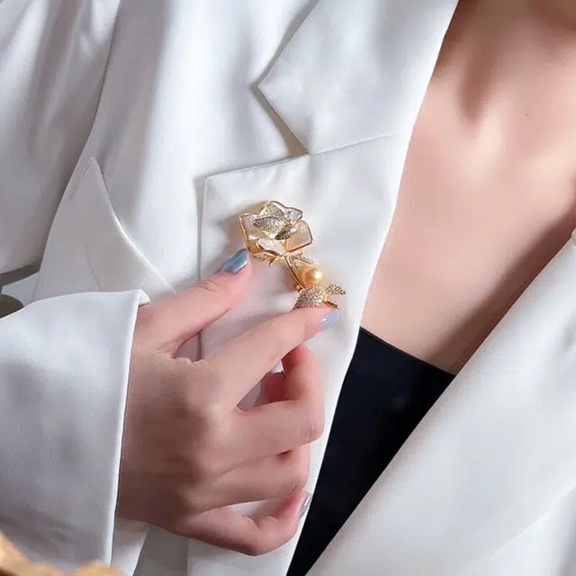 缔晶 优雅复古玫瑰胸花套装 气质时尚秋冬围巾外套上衣百搭配饰 合金 胸针 女款