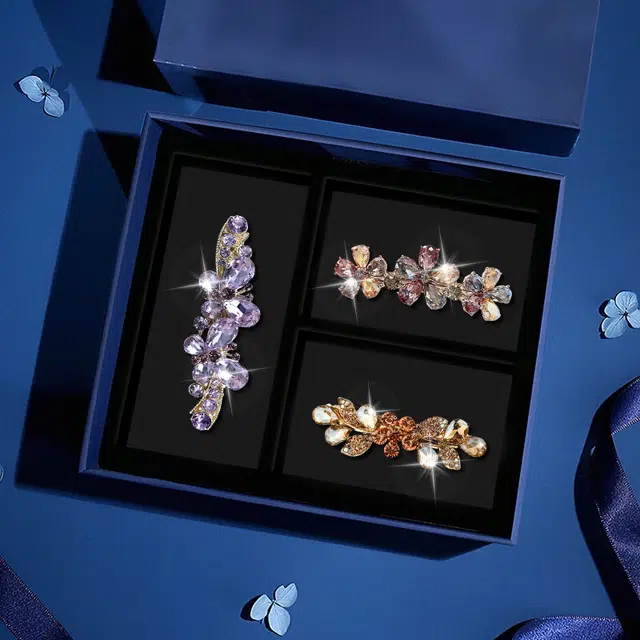 缔晶 轻奢闪耀法式后脑勺弹簧夹套装 优雅百搭高级通勤风发饰 合金 发夹 女款