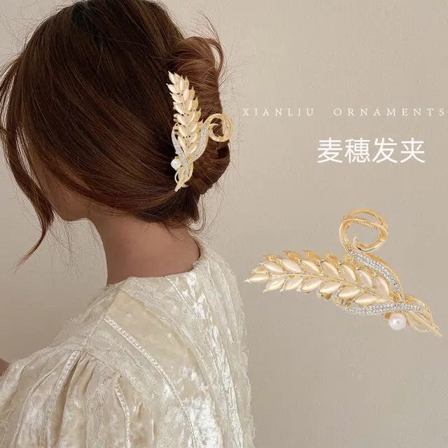 缔晶 森系时尚小清新麦穗蝴蝶鲨鱼夹 甜美造型感发饰礼盒#好运 合金 发夹 女款