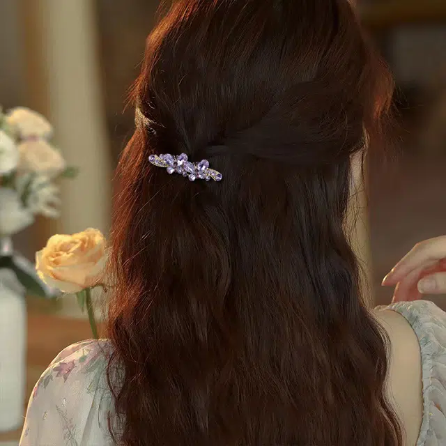 缔晶 轻奢闪耀法式后脑勺弹簧夹套装 优雅百搭高级通勤风发饰 合金 发夹 女款