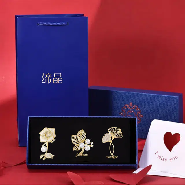 缔晶 优雅复古玫瑰胸花套装 气质时尚秋冬围巾外套上衣百搭配饰 合金 胸针 女款