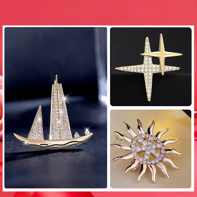 缔晶 轻奢时尚一帆风顺 气质百搭外套上衣通勤 合金 胸针 男款