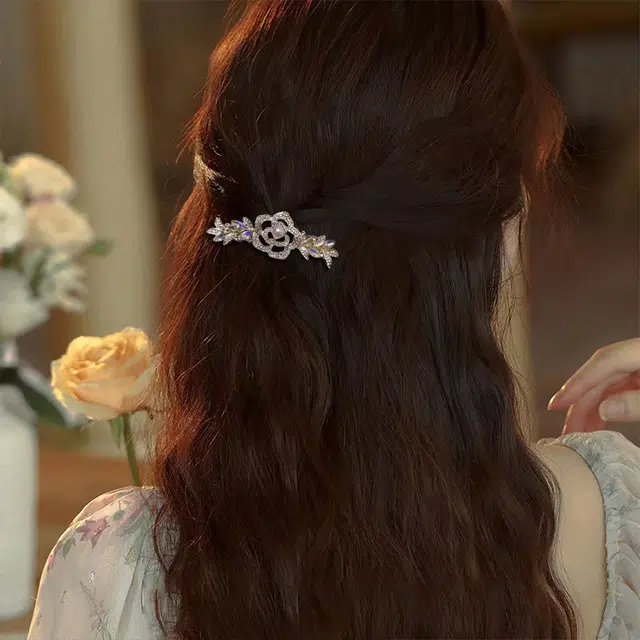 缔晶 优雅闪耀法式浪漫弹簧夹套装 精致时尚日常通勤发饰 合金 发夹 女款