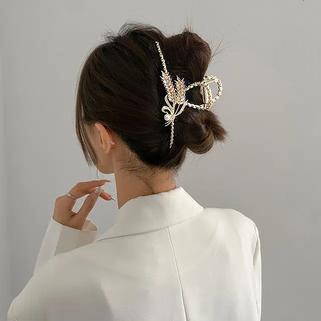 缔晶 精致时尚春夏花语鲨鱼夹抓夹套装 日常通勤森系马尾后脑勺发饰 合金 发夹 女款