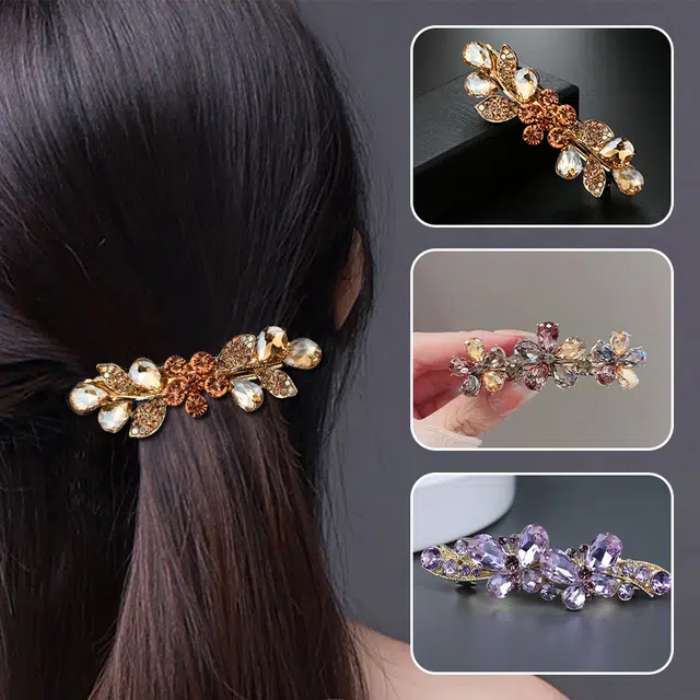 缔晶 轻奢闪耀法式后脑勺弹簧夹套装 优雅百搭高级通勤风发饰 合金 发夹 女款