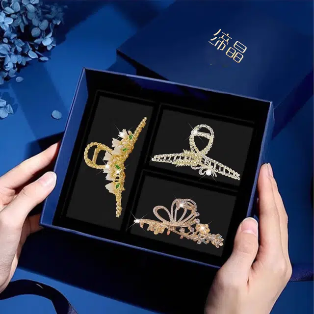 缔晶 精致时尚春夏花语鲨鱼夹抓夹套装 日常通勤森系马尾后脑勺发饰 合金 发夹 女款