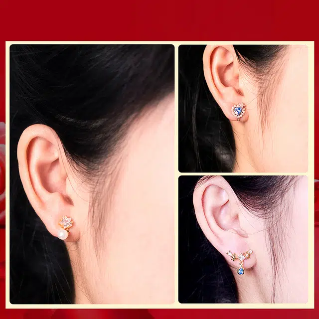 缔晶 夏日轻奢浪漫时尚百搭配饰 无耳洞星人通勤免打孔耳饰 合金 耳夹 女款