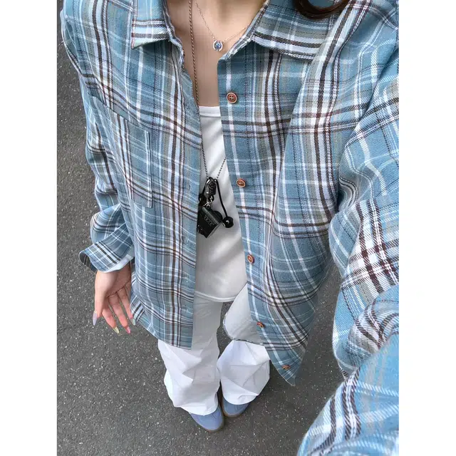 颂希尔 美式高街条纹格子透气速干宽松百搭衬衫 男女同款