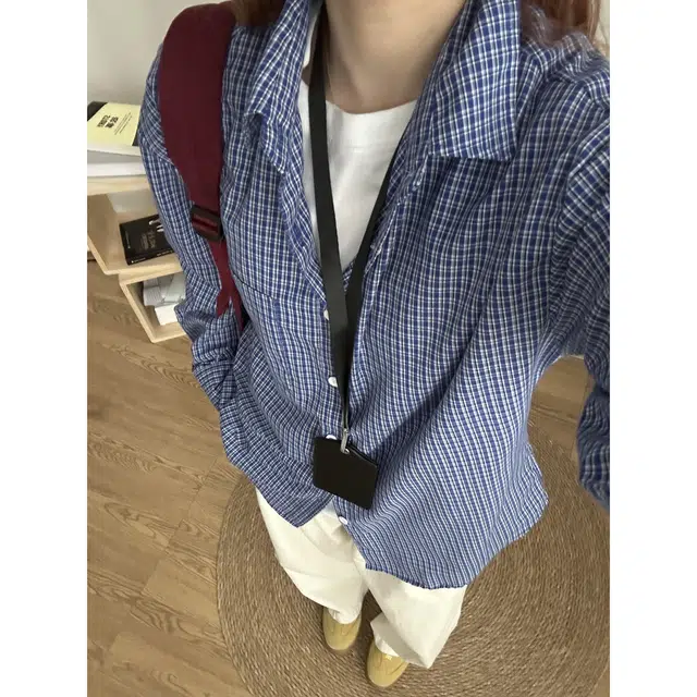 颂希尔 美式复古潮流条纹格子衬衣外套情侣宽松休闲百搭长袖衬衫 男女同款