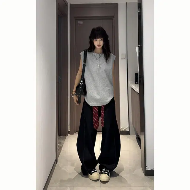 颂希尔 重磅复古美式潮牌运动坎肩背心 男女同款