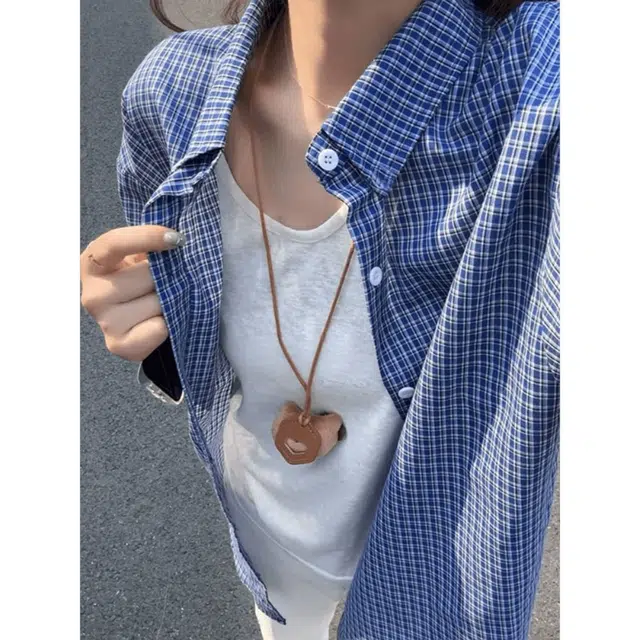 颂希尔 美式潮流格子短袖衬衣外套潮牌复古格纹情侣宽松百搭半袖衬衫 男女同款
