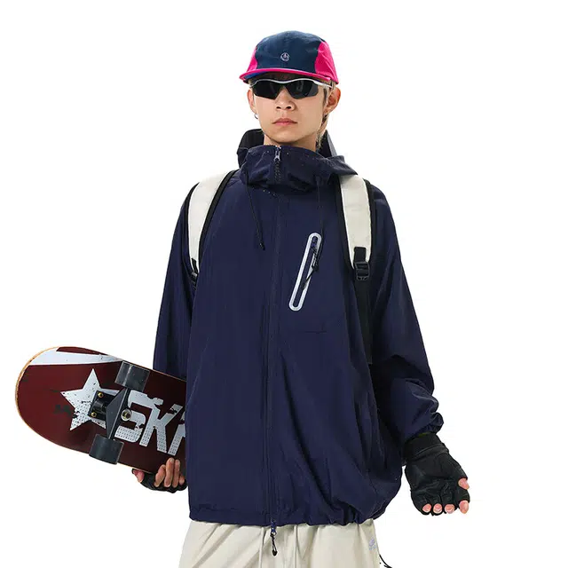 颂希尔 激光冲孔透气速干美式潮牌宽松舒适防晒服 男女同款