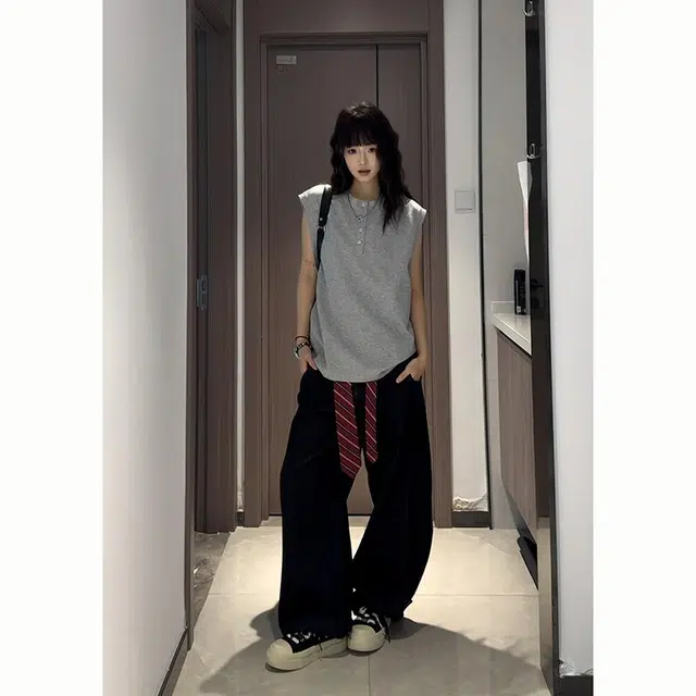 颂希尔 重磅复古美式潮牌运动坎肩背心 男女同款