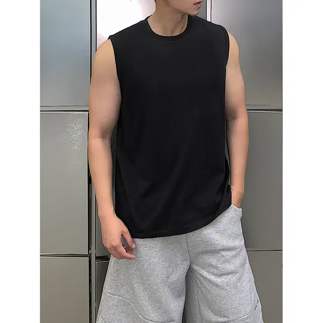 颂希尔 美式舒适潮流百搭纯色休闲宽松无袖背心 男女同款