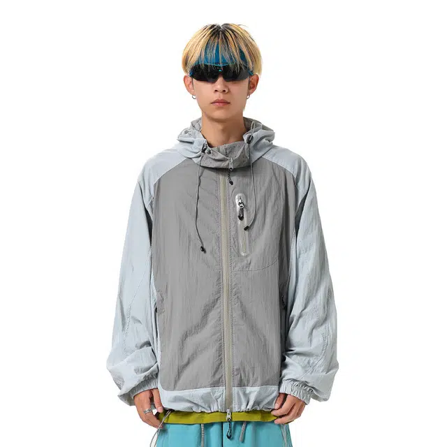 颂希尔 透气激光冲孔凉感时尚潮牌连帽速干防晒服 男女同款