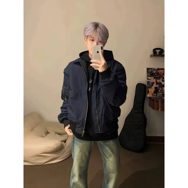 颂希尔 美式飞行教练春秋季正肩工装复古翻领棒球服外套休闲夹克 男女同款