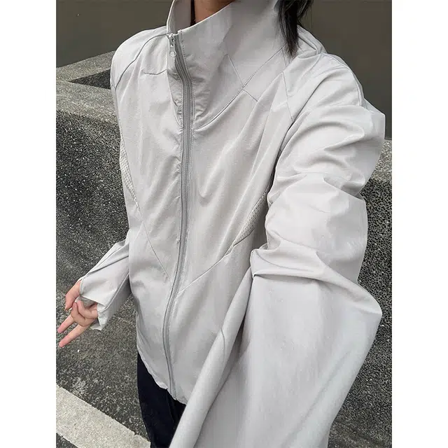 颂希尔 美式高街立领户外透气凉爽宽松休闲跑步薄款百搭长袖夹克外套 男女同款