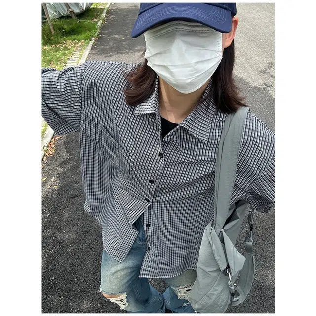 颂希尔 美式潮流格子短袖衬衣外套潮牌复古格纹情侣宽松百搭半袖衬衫 男女同款
