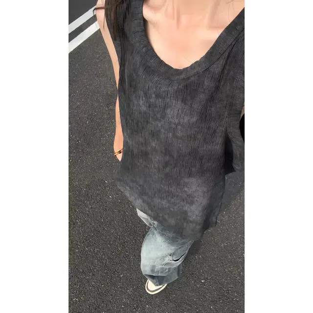 颂希尔 美式脏脏风扎染夏季冰丝肌理感坎肩运动无袖背心 男女同款