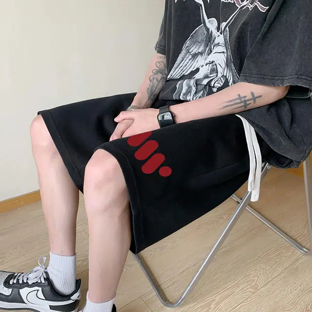 颂希尔 美式高街复古潮牌创意几何图案印花抽绳运动基础款五分裤户外宽松百搭系带篮球裤休闲短裤 男女同款
