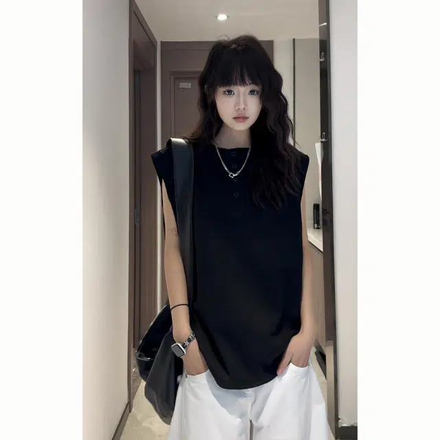 颂希尔 重磅复古美式潮牌运动坎肩背心 男女同款