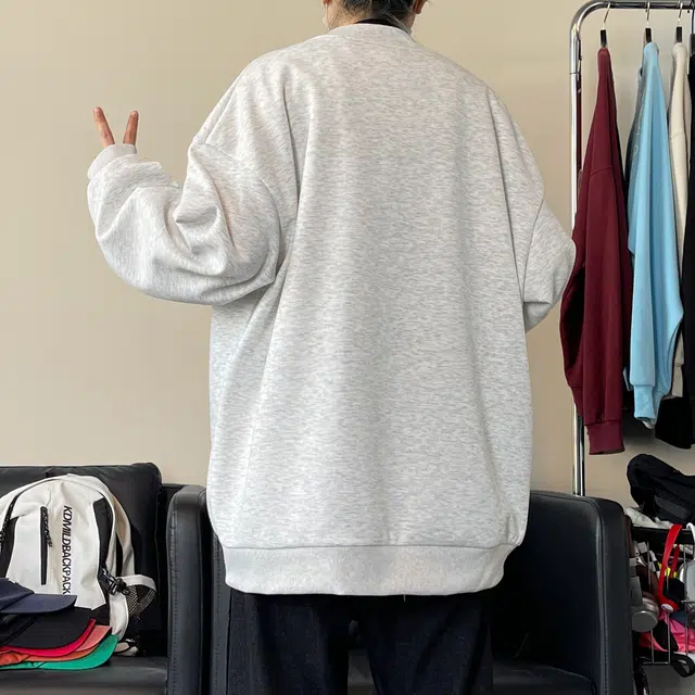 颂希尔 美式高街纯色亨利领设计感长袖上衣宽松潮流痞帅百搭打底卫衣 男女同款