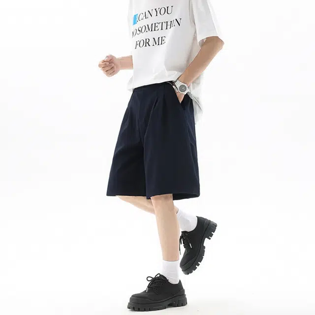 颂希尔 美式垂感薄款潮牌宽松高级感冰丝五分休闲短裤 男女同款
