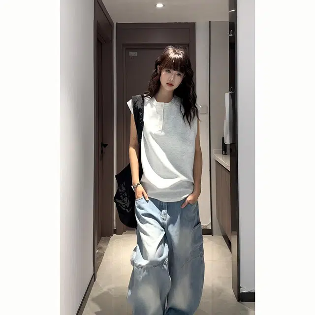 颂希尔 重磅复古美式潮牌运动坎肩背心 男女同款