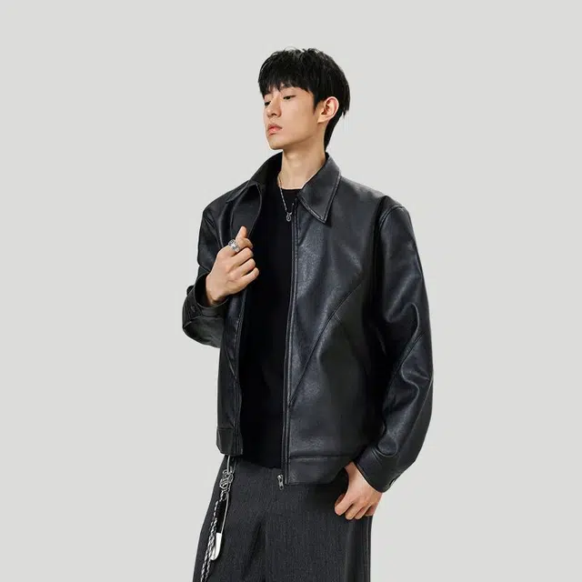 佐菲利 美式复古废土风软皮衣外套潮牌宽松痞帅硬汉机车工装夹克 男女同款