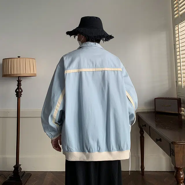 佐菲利 美式学院风翻领宽松舒适百搭拉链外套夹克 男女同款