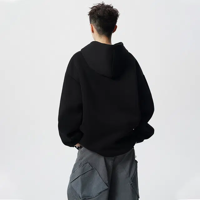 佐菲利 美式重磅魔术贴连帽潮牌宽松百搭休闲运动帽衫外套卫衣 男女同款