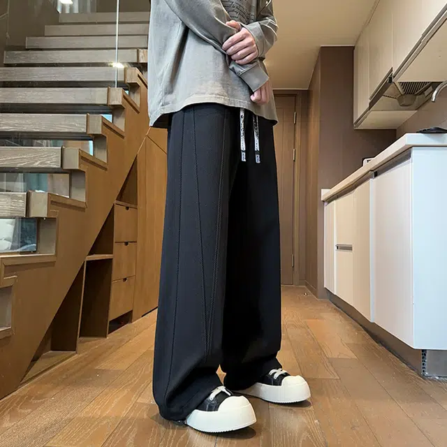 佐菲利 美式阔腿卫裤夏潮牌高街百搭长裤重磅复古拼接垂感直筒裤子休闲裤 男女同款