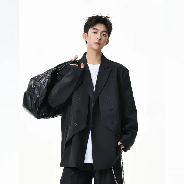 佐菲利 那不勒斯西服男潮牌双排扣贴布拼接设计感外套西装 男款