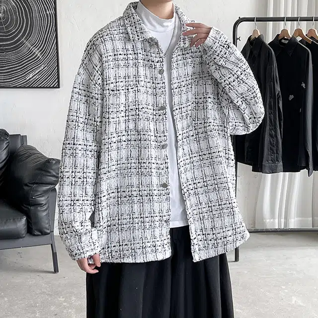 佐菲利 小香风外套痞帅高级感翻领潮牌大码宽松千鸟格休闲上衣夹克 男女同款