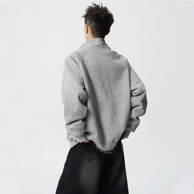 佐菲利 美式半拉链立领复古潮牌设计感情侣上衣高街宽松无帽长袖卫衣 男女同款